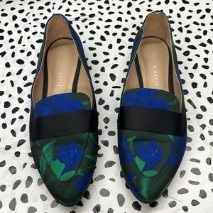 Kelly & Katie Blue Tapestry Print Pointed Toe Loafers